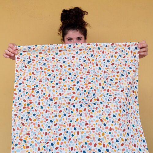 Crespino foulard in mussola di cotone bio fantasia terrazzo chiaro