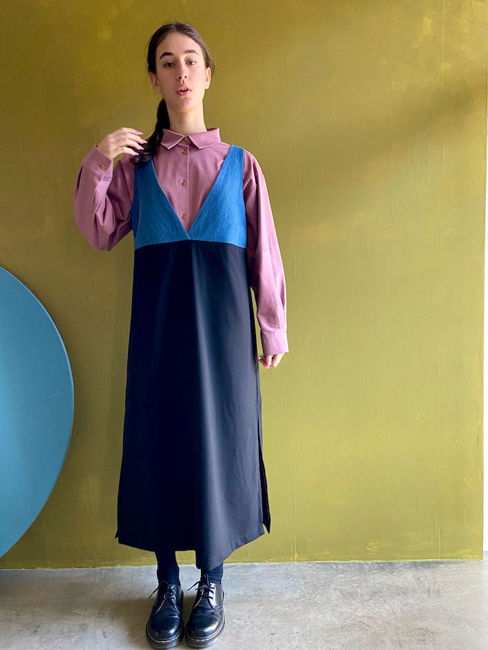 Abito denim e lana
